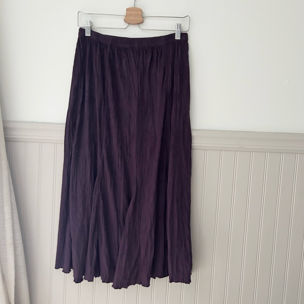 Vintage Christopher & Banks Small Deep Purple Boho Crinkle Twist Maxi Skirt
